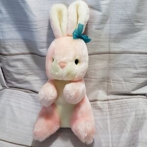 Vintage America Wego Pink White Bunny Rabbit 10" Stuffed Animal 1982 Pink Nose